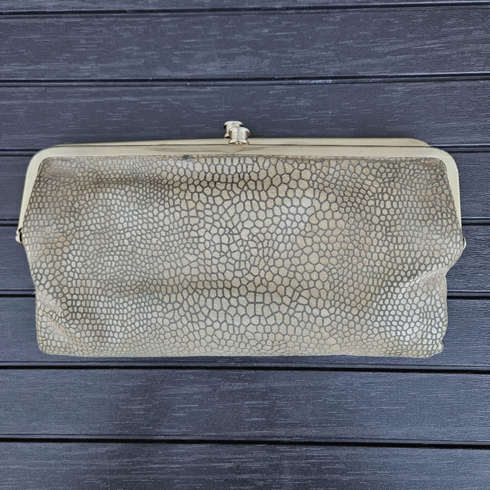 HOBO International Lauren Clutch Wallet Exotic Snakeskin Gold Organizer Bag - Picture 1 of 16